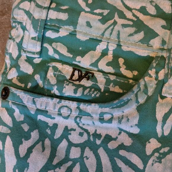 DVF x Current/Elliott Womens Sz 26-0 Jeans Painted Skinny Mint Floral High Waist - Picture 4 of 10
